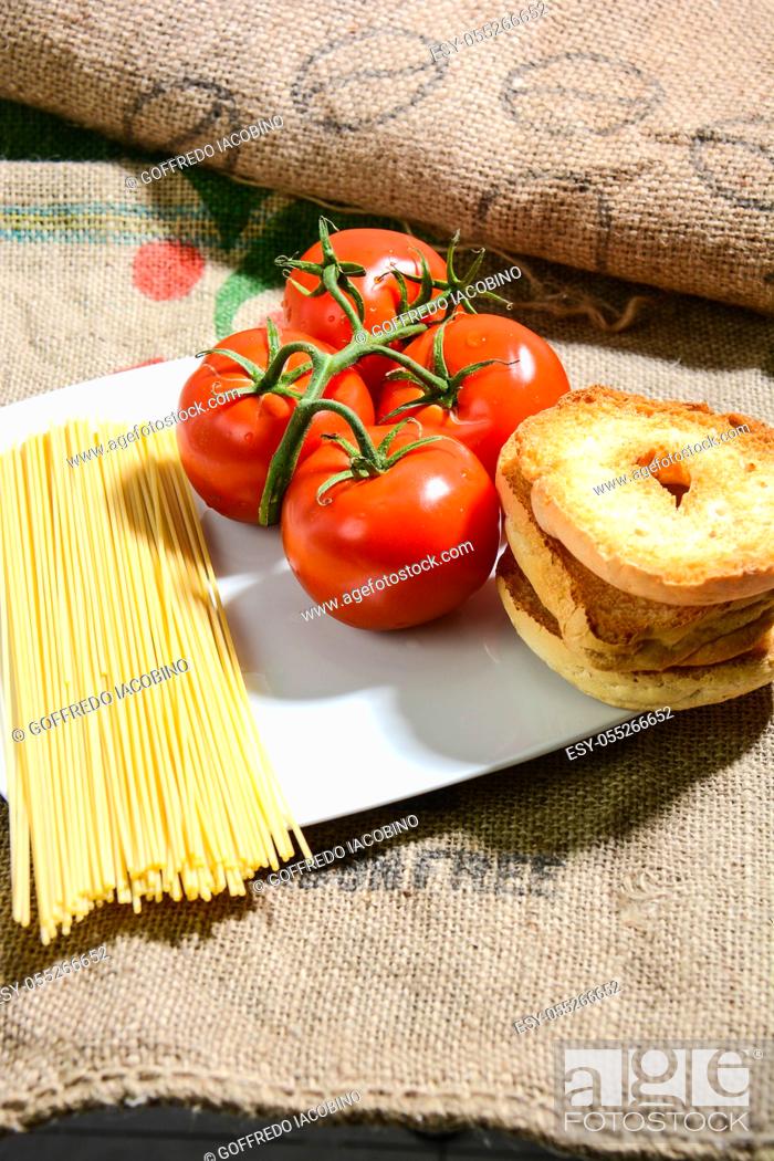 Stock Photo: spaghetti and tomato italian recipe.