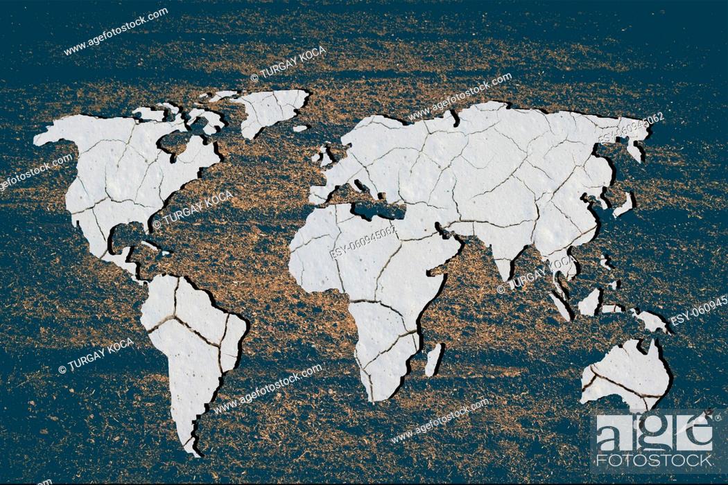 Stock Photo: Roughly outlined world map with white background.