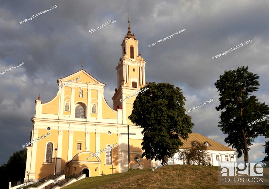 Stock Photo: old Catholic Church, located in Grodno, Belarus.