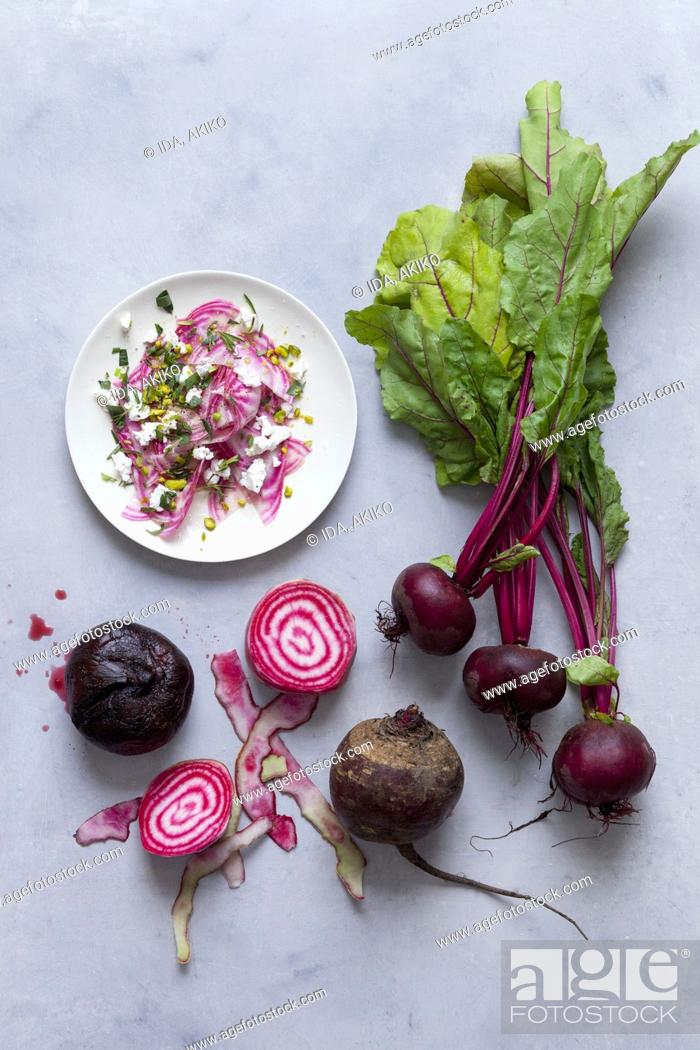 Stock Photo: Beetroot salad with goatâ€™s cheese.