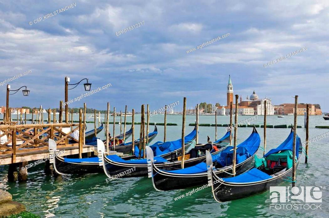 Stock Photo: Gondolas near Piazza San Marco in Venice.