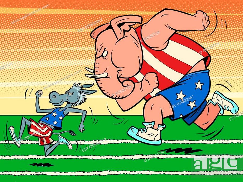 republicans and democrats donkey and elephant. Comic book cartoon pop art  hand drawing illustration, Stock Vector, Vector And Low Budget Royalty Free  Image. Pic. ESY-059832467 | agefotostock