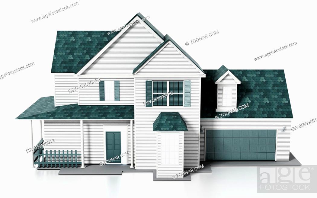 Stock Photo: Luxurious modern house isolated on white background. 3D illustration.