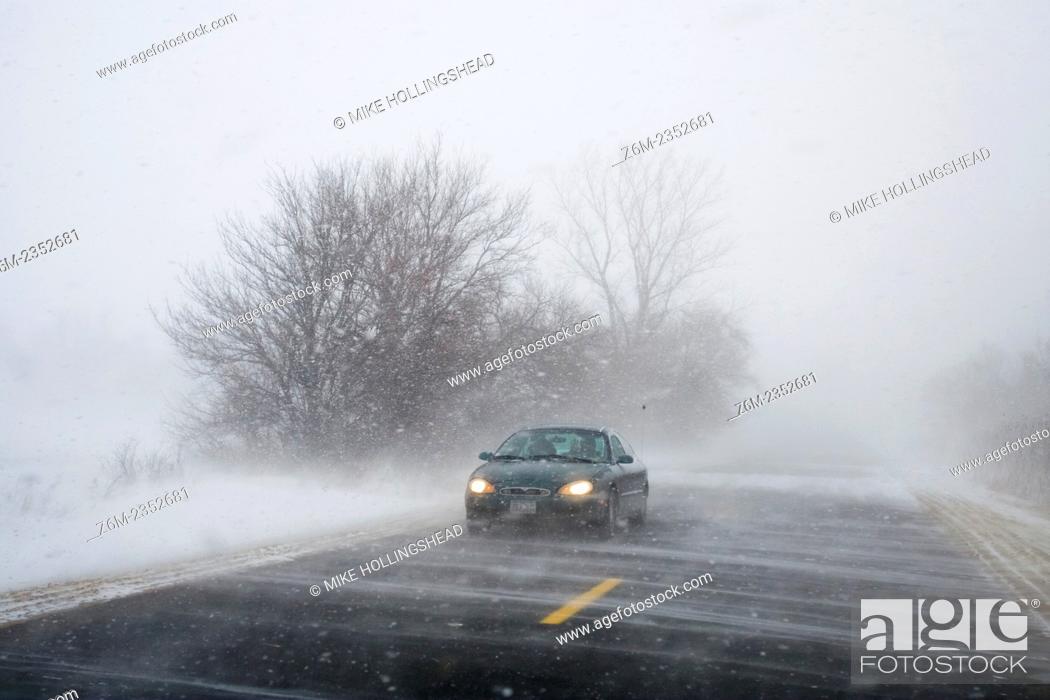 Stock Photo: Ground blizzard overtakes western Iowa January 29, 2008.