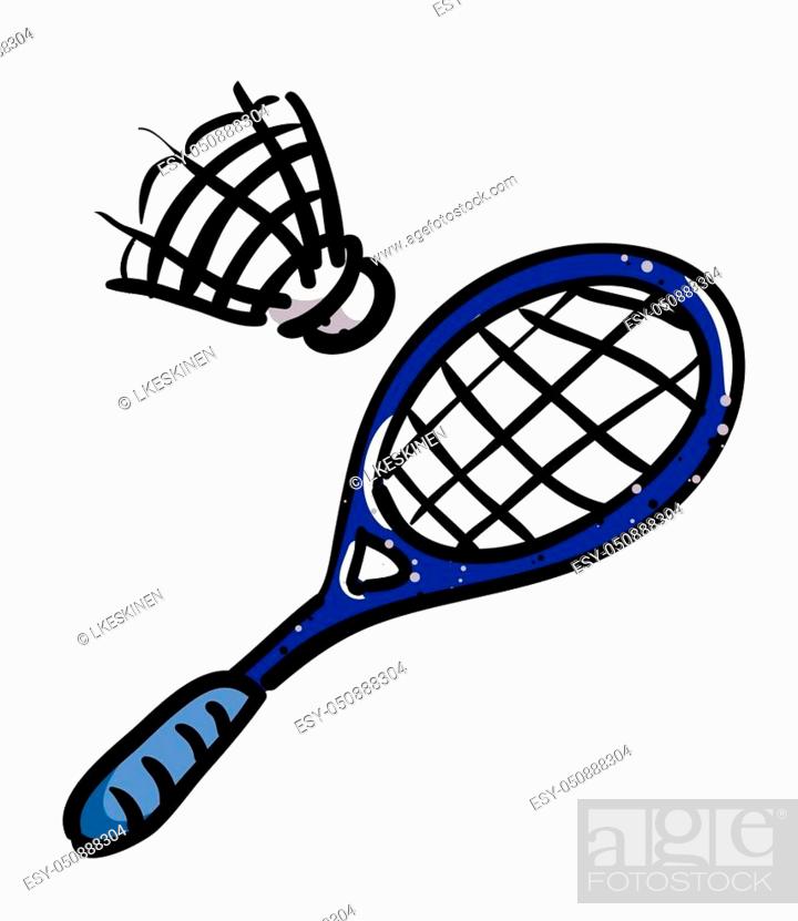 Cartoon image of Badminton Icon. Sport symbol. An artistic freehand  picture, Stock Vector, Vector And Low Budget Royalty Free Image. Pic.  ESY-050888304 | agefotostock