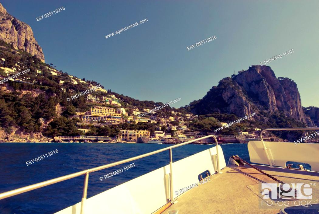 Stock Photo: Vintage coloured bow of ship Capri.