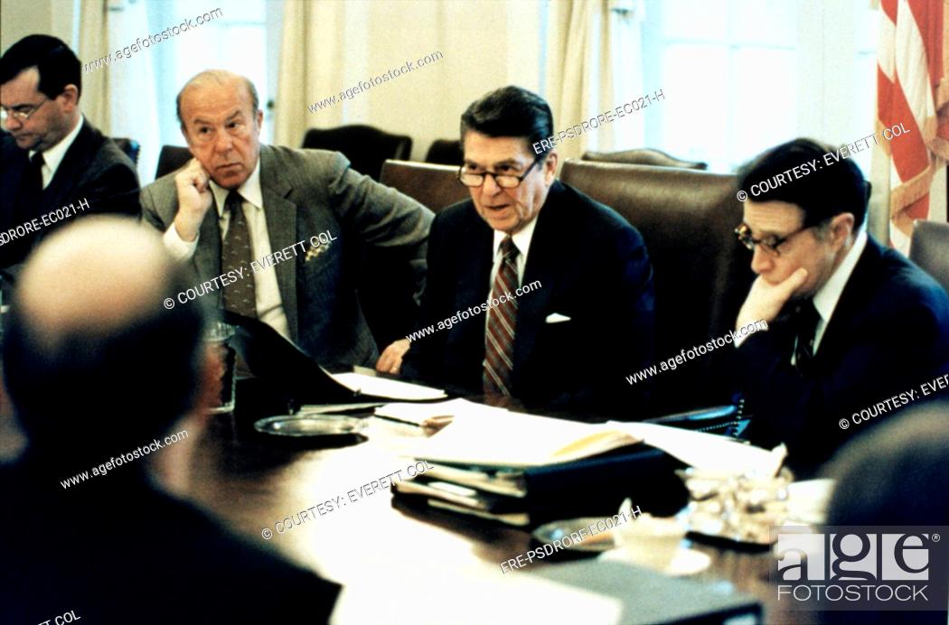 Secretary Of State George Schultz President Ronald Reagan Stock