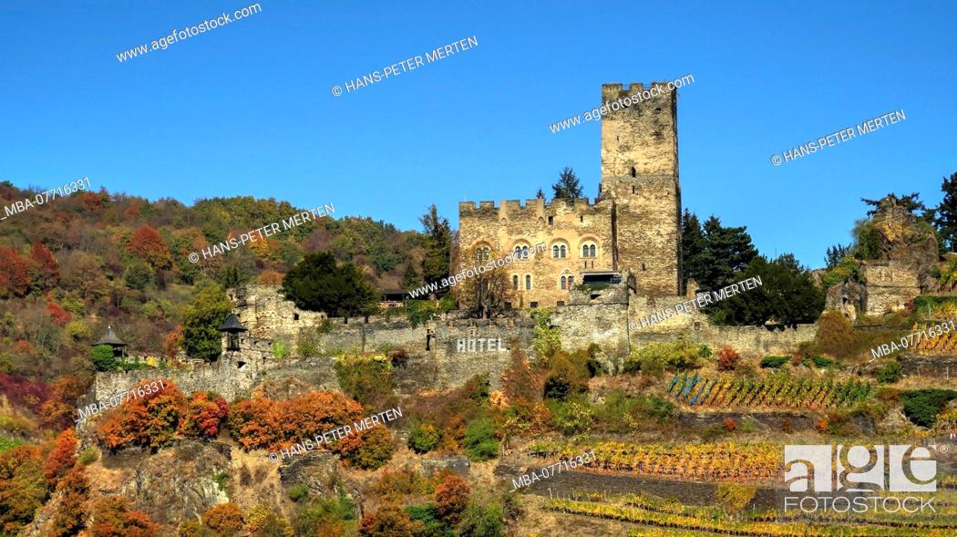 Stock Photo: Gutenfels Castle above Kaub, Rhine Valley, Rhineland-Palatinate, Germany.