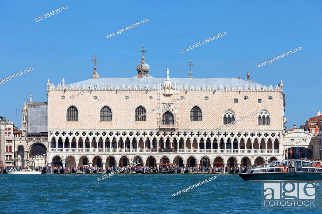 Stock Photo: VENICE, ITALY-SEPTEMBER 21, 2017: Doge's Palace on Piazza San Marco, sea view. The palace was the residence of the Doge of Venice.