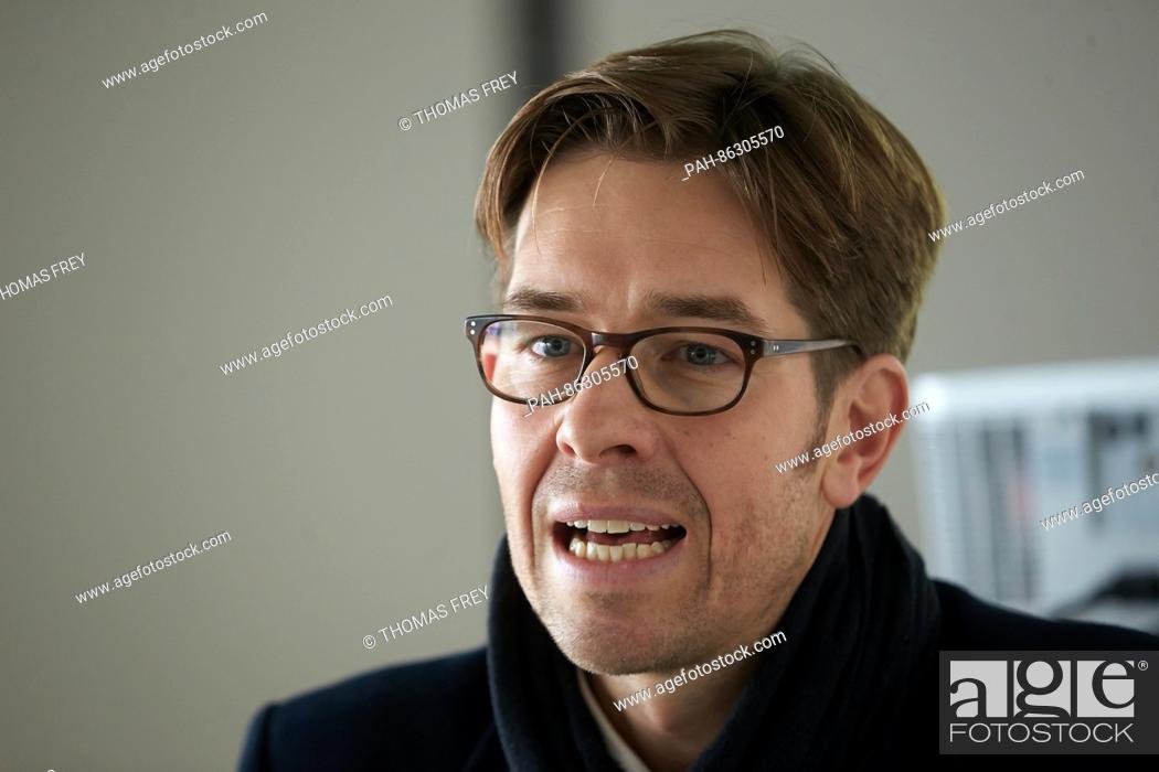Stock Photo: Marketing manager of Ryanair, Tim Howe Schroeder speaks during the introduction of the summer flight schedule of the low cost airline Ryanair in Hahn, Germany.