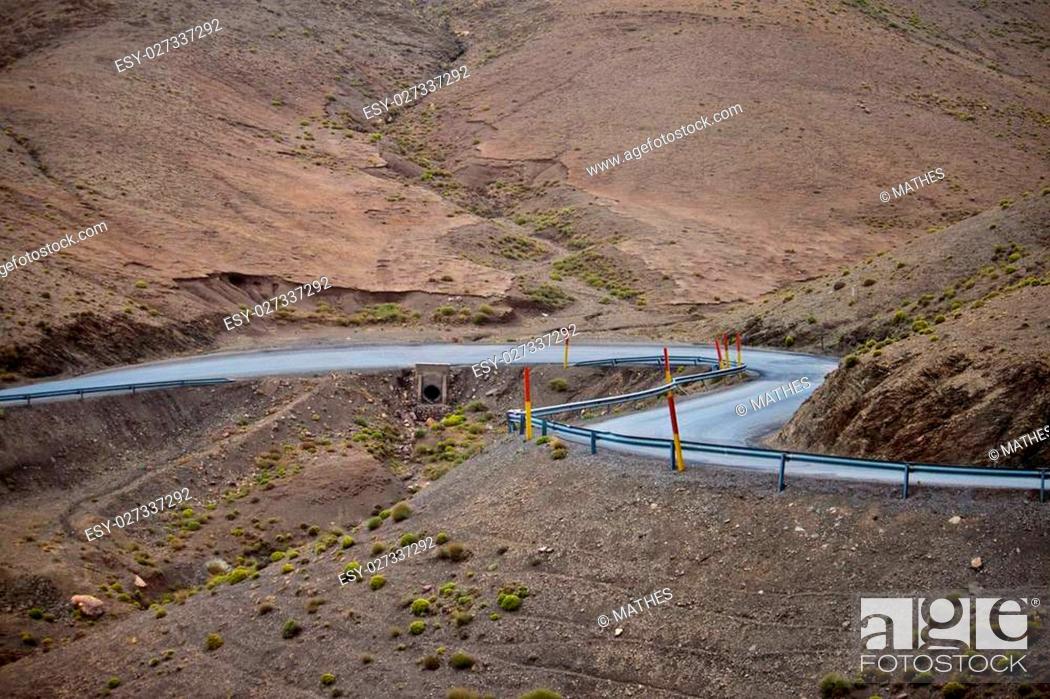 Stock Photo: Road in Tizi-n-Tichka pass in Morocco.