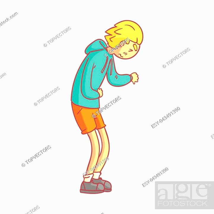 Young man suffering from stomach pain. Colorful cartoon character isolated  on a white background, Stock Vector, Vector And Low Budget Royalty Free  Image. Pic. ESY-043491390 | agefotostock