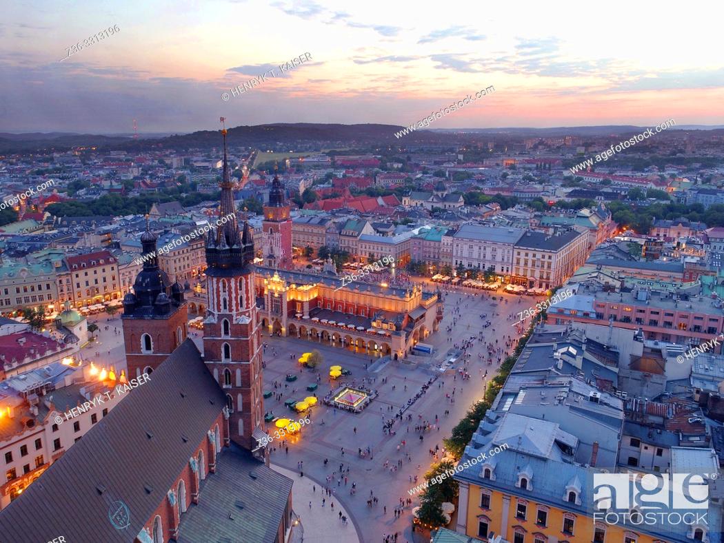 Stock Photo: Panorama of Krakow from the air, Poland.