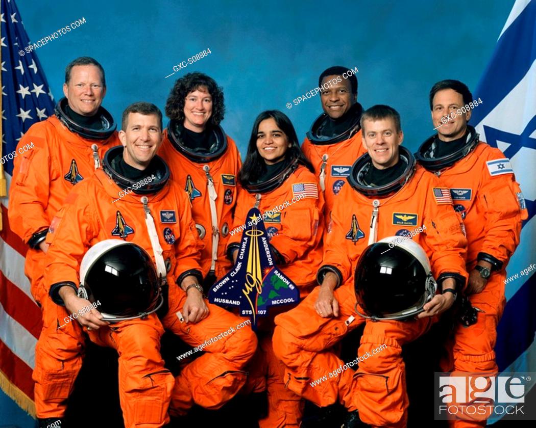 Stock Photo: 10/01/2001 -- The seven STS-107 crew members take a break from their training regimen to pose for the traditional crew portrait.