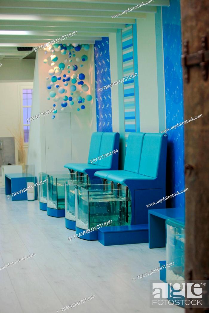 Stock Photo: Greek salon with a spa fish pedicure.
