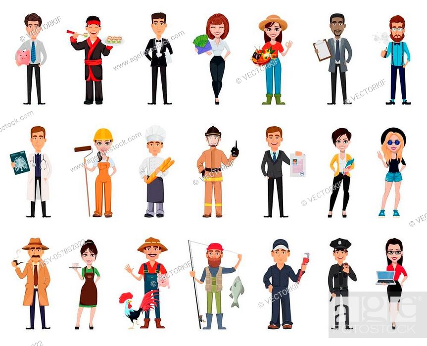 People of different professions. Set of twenty one poses with cartoon  characters of various..., Stock Vector, Vector And Low Budget Royalty Free  Image. Pic. ESY-057882022 | agefotostock