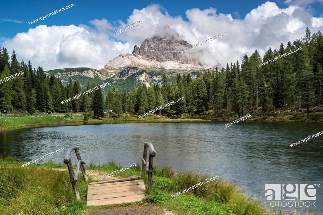 Stock Photo: Lago Antorno, Tre Cime Natural Park, Dolomites, South Tyrol, Italy.