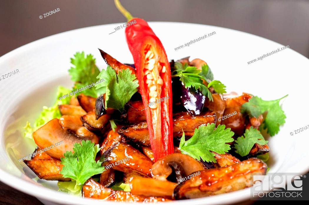 Stock Photo: Salad from roasted eggplants.
