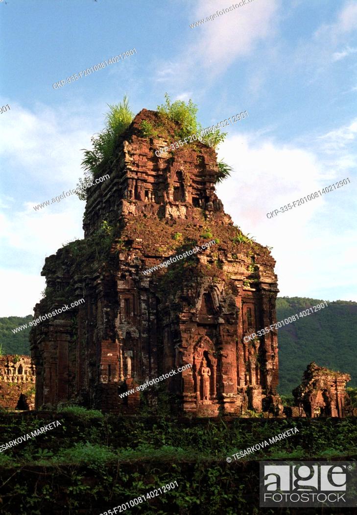 Stock Photo: A Champa sanctuary is seen in My Son, Vietnam, Nov 5, 2008 of Champa The My Son temple complex constructed between the 4th and the 14th century A D was a site.