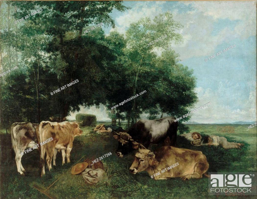 Stock Photo: Nap during the Haying Season, Doubs Mountains. Artist: Courbet, Gustave (1819-1877).