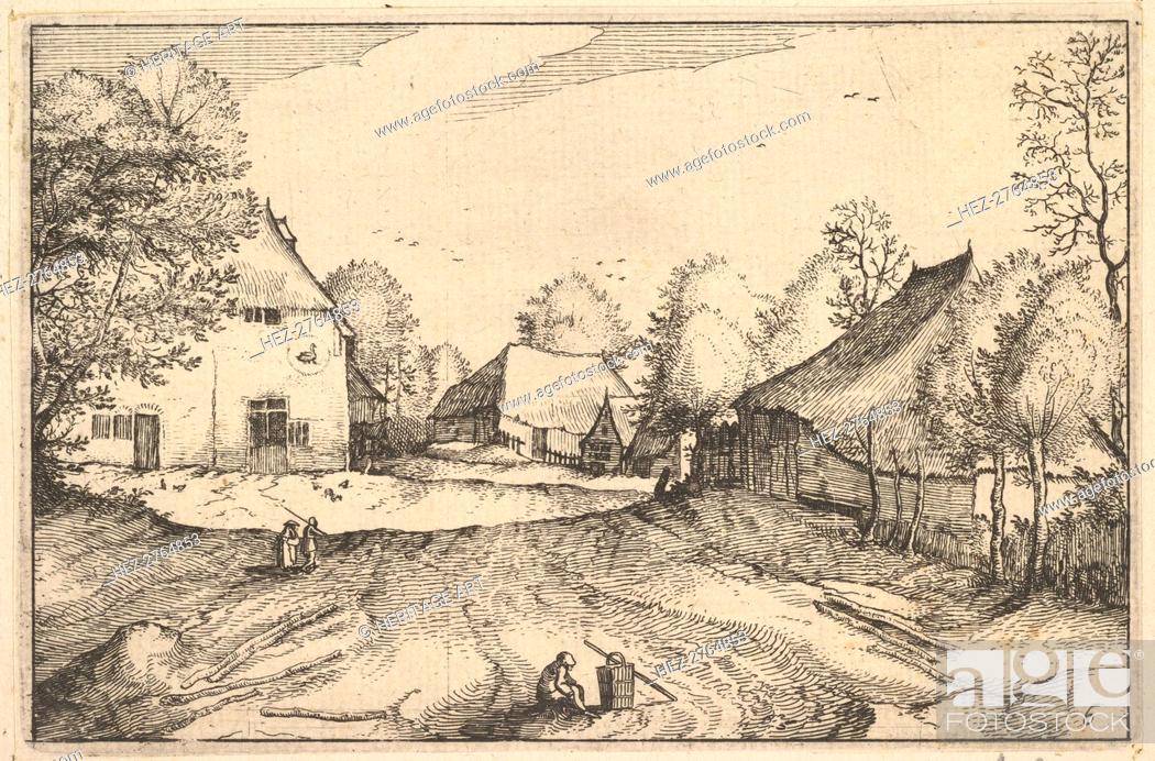 Stock Photo: The Swan's Inn, plate 6 from Regiunculae et Villae Aliquot Ducatus Brabantiae, ca. 1610. Creator: Claes Jansz Visscher.