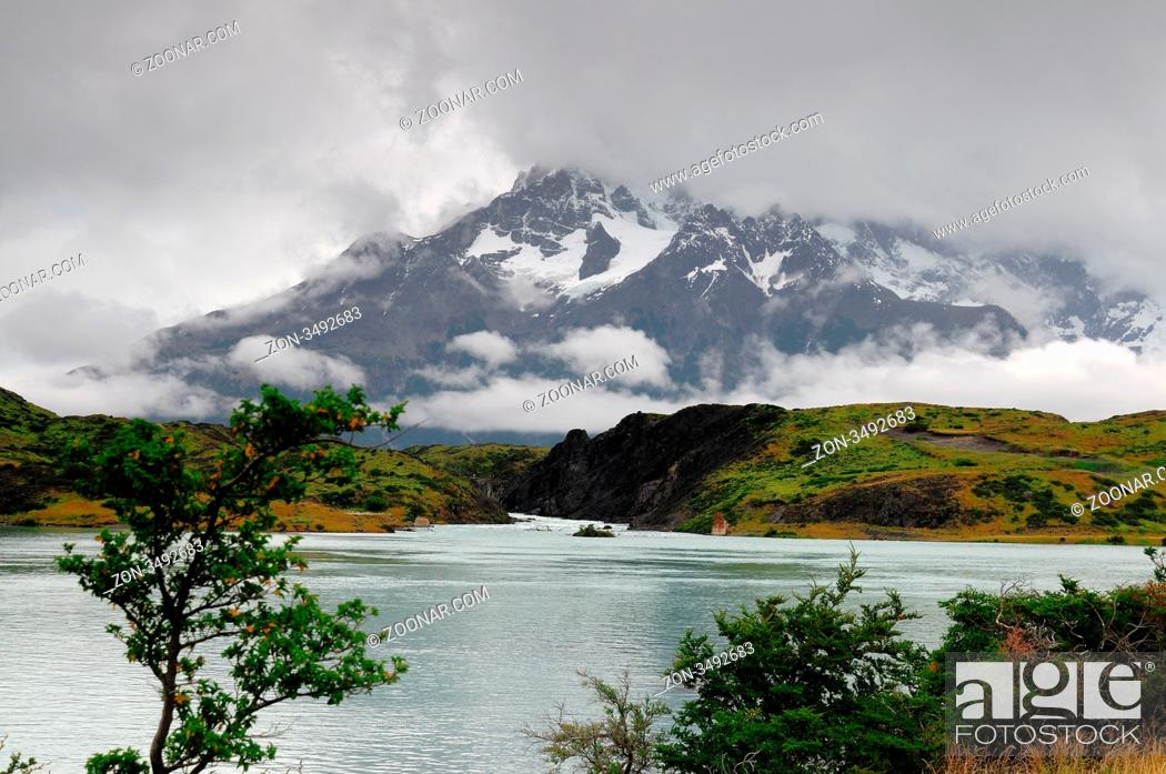 Stock Photo: National Park, Water, Vacation, Nature, Chile, America, Mountain, Patagonia, Travel, Time, Waterfall, Tourism, Region, Refuge, Environment, Science, Adventure, Ecological, Traveller, Culture, Spa, Mount, South American, Hill, Tour, Rafting, 2008, Cascade, Cataract, Cascada