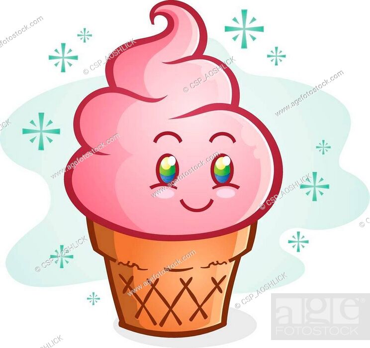 Pink Ice Cream Cone Cartoon, Stock Photo, Picture And Low Budget Royalty  Free Image. Pic. ESY-023549330 | agefotostock