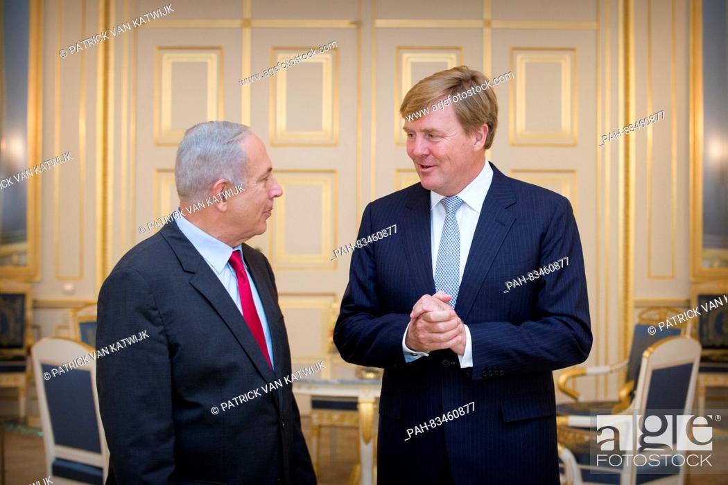 Stock Photo: King Willem-Alexander of The Netherlands welcomes President Benjamin Netanyahu of Isreal at Palace Noordeinde in The Hague, The Netherlands, 6 September 2016.