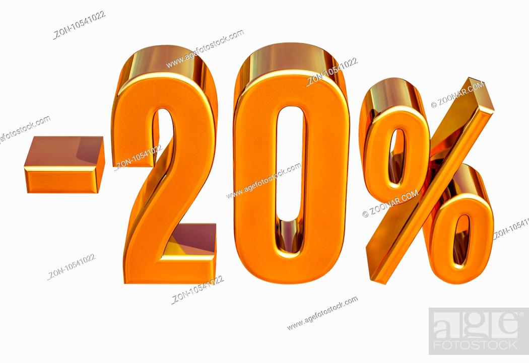 Photo de stock: Gold Sale 20%, Gold Percent Off Discount Sign, Sale Banner Template, Special Offer 20% Off Discount Tag, Twenty Percentages Up Sticker, Gold Sale Symbol.