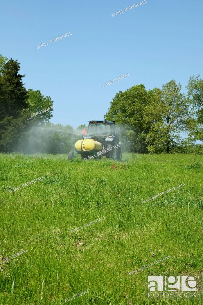 Agriculture - Spraying herbicide on a pasture used for grazing beef cattle, Stock Photo, Picture ...