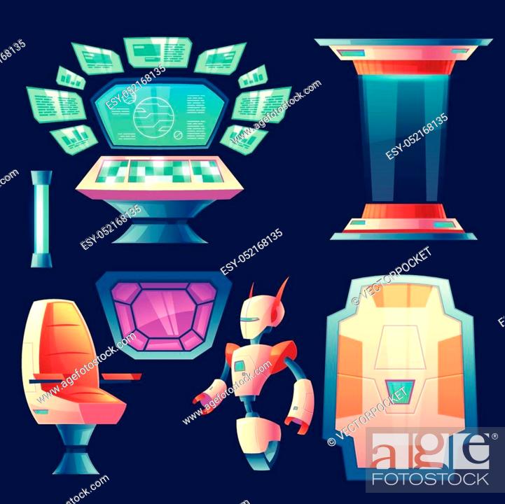 Vector set of alien spaceship design elements. Control panel with screens  for cockpit in rocket, Stock Vector, Vector And Low Budget Royalty Free  Image. Pic. ESY-052168135 | agefotostock