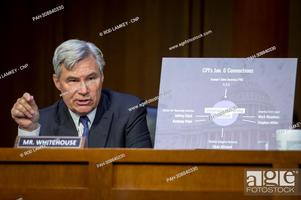 Stock Photo: United States Senator Sheldon Whitehouse (Democrat of Rhode Island) questions the panel a Senate Committee on the Judiciary hearing to examine protecting our.