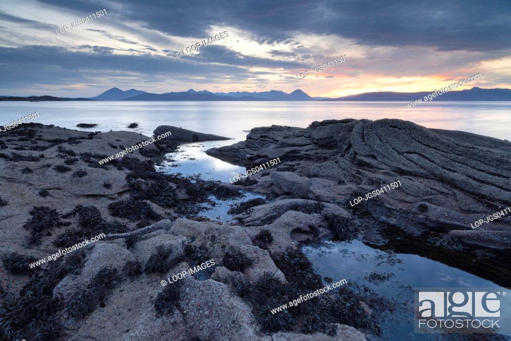 Stock Photo: A view towards Raasay and the Isle of Skye from Ardban on the Applecross Peninsula.