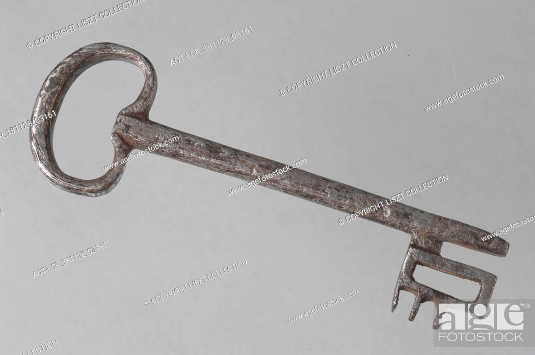 Stock Photo: Iron key with heart-shaped eye, massive key handle and cruciform beards in beard, key iron value foundations iron, hand forged Key with heart-shaped eye.