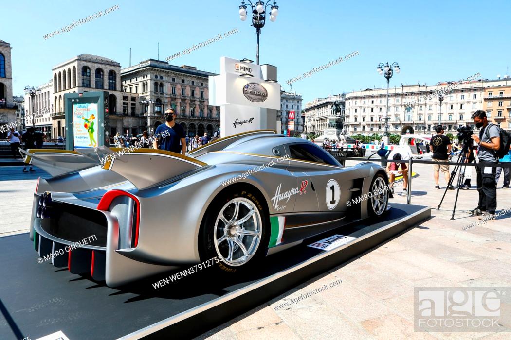 Stock Photo: Inauguration of the Milano Monza Open-air Motorshow (MIMO) in Piazza del Duomo in Milan, Italy. 62 car manufacturers display their new hybrid and electric.