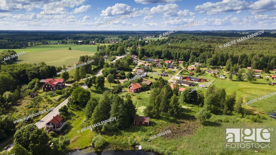 Stock Photo: View of the village Svennevad by Lake Sottern, Hallsberg municipality, Örebro county.
