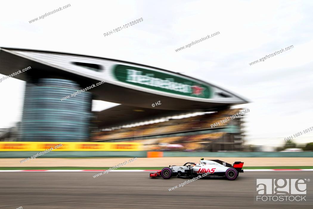 Stock Photo: 20 MAGNUSSEN Kevin (dnk), Haas F1 Team VF-18 Ferrari, action during 2018 Formula 1 FIA world championship, China Grand Prix.