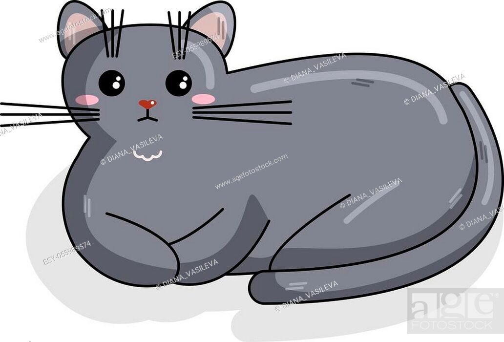 Vector Character of Russian Blue Cat in Kawaii Style. Cute Cartoon Kitty  Character, Stock Vector, Vector And Low Budget Royalty Free Image. Pic.  ESY-055989574 | agefotostock