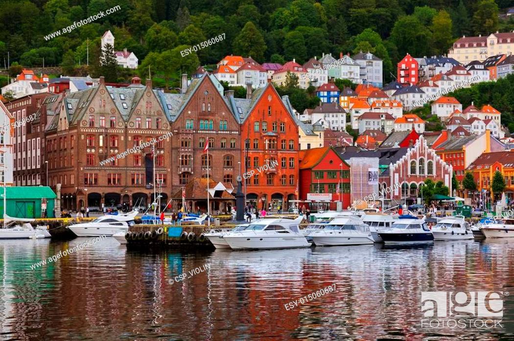 Stock Photo: Famous Bryggen street in Bergen - Norway.