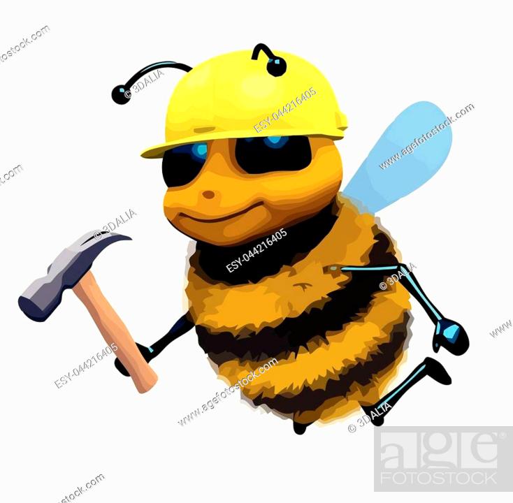 3d render of a funny cartoon honey bee character dressed as a builder,  Stock Vector, Vector And Low Budget Royalty Free Image. Pic. ESY-044216405  | agefotostock
