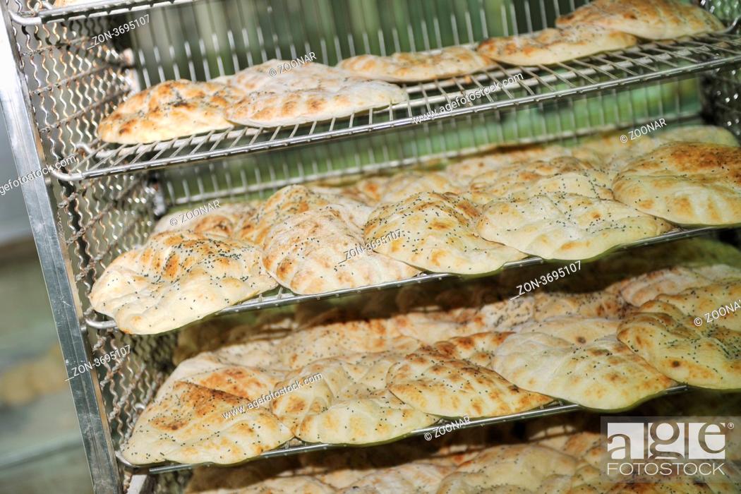 Stock Photo: bread bakery food factory production with fresh products.