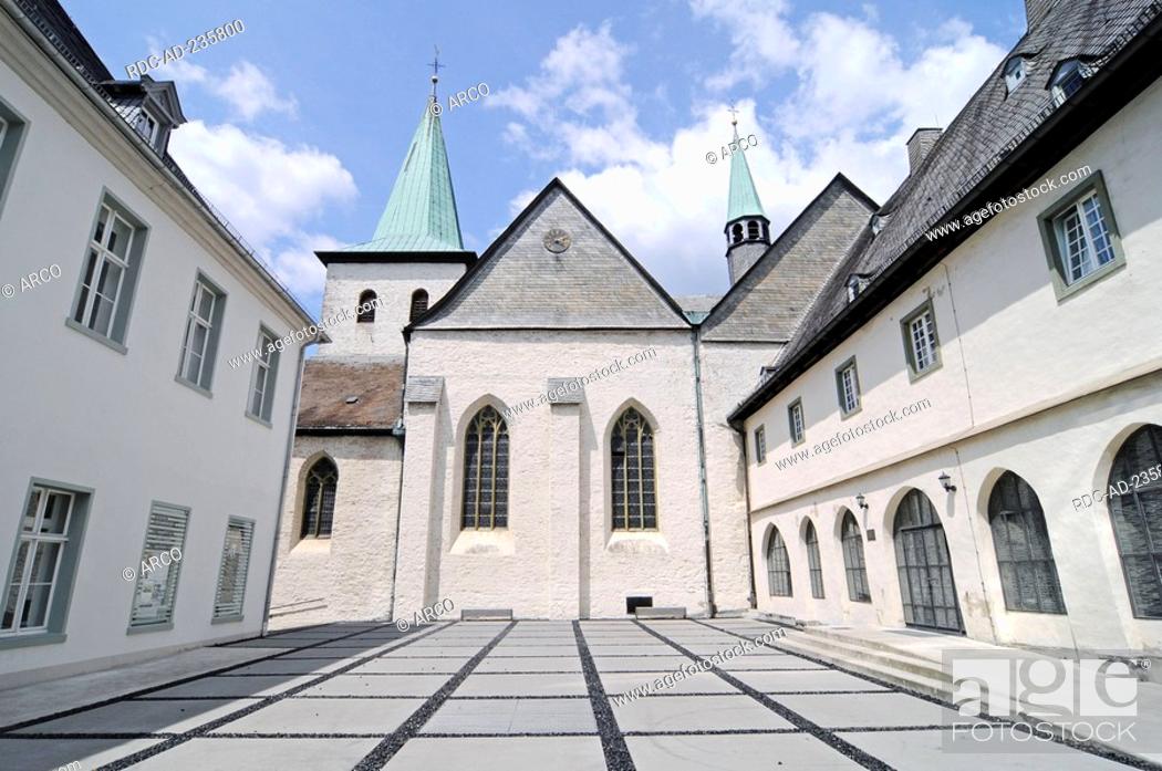 Stock Photo: Church St Laurentius, inner courtyard, former monastery Wedinghausen, city archive, art exhibitions, Arnsberg, Sauerland, North Rhine-Westphalia, Germany.