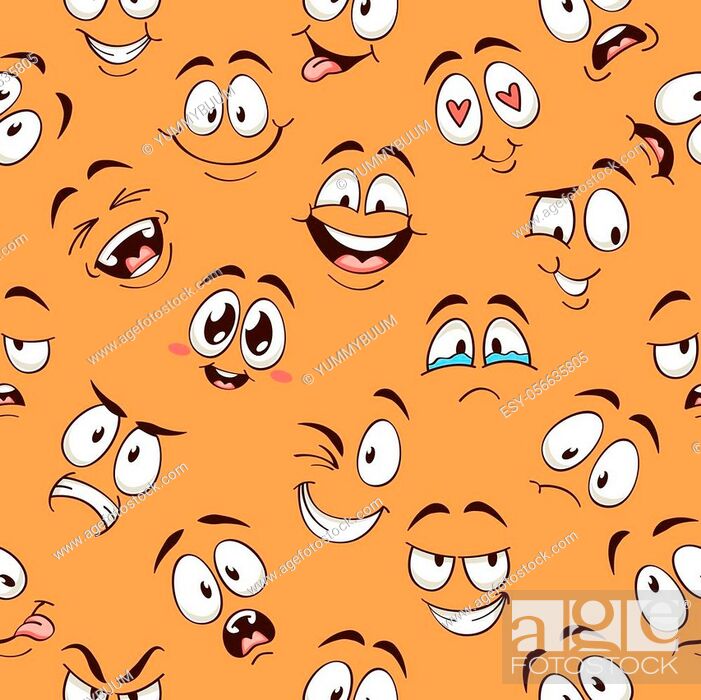 Cartoon faces seamless pattern. Caricature comic emotions with different  expressions eyes and mouth, Stock Vector, Vector And Low Budget Royalty  Free Image. Pic. ESY-056635805 | agefotostock