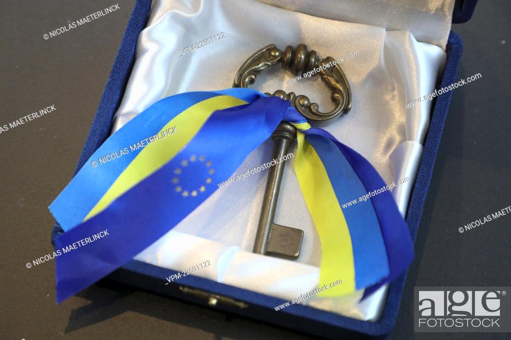 Stock Photo: Illustration picture shows the inauguration of the Center for Ukrainian Civil Society, near the European Parliament, in Brussels, Thursday 17 March 2022.