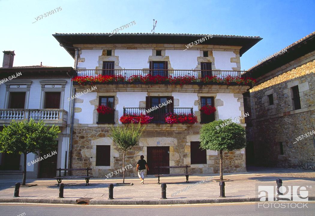 Stock Photo: Facade of house. Otxandio, Vizcaya province, Basque country, Spain.
