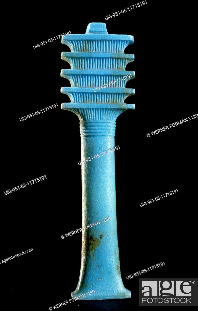 Stock Photo: Blue glass furniture inlay depicting a djed stability pillar which by the New Kingdom was regarded as a symbol of Osiris.
