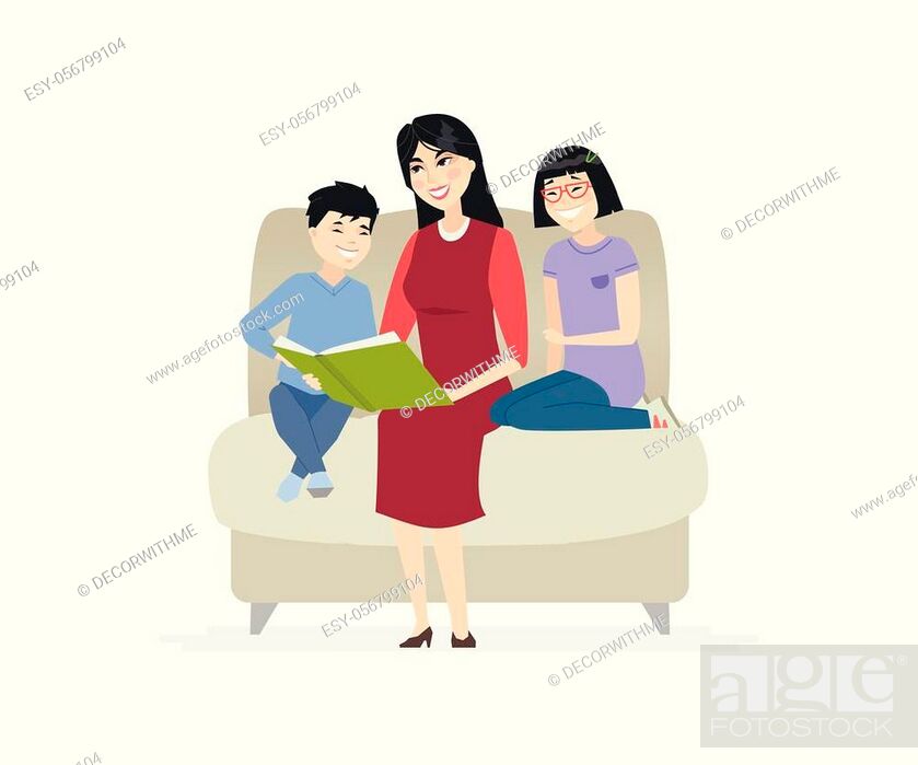 Mother reading a fairytale - cartoon people characters illustration on  white background, Stock Vector, Vector And Low Budget Royalty Free Image.  Pic. ESY-056799104 | agefotostock