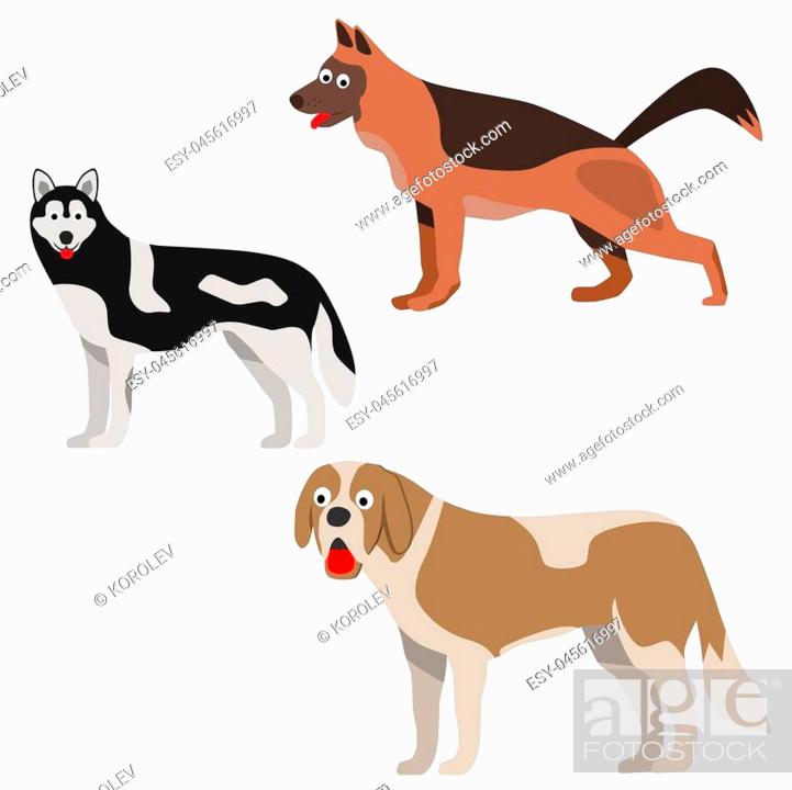 Set of three dog in flat style. Dog icon. Dog sign. Shepherd, st, Stock  Vector, Vector And Low Budget Royalty Free Image. Pic. ESY-045616997 |  agefotostock