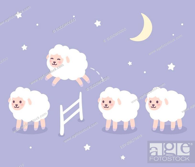 Cute cartoon sheep jumping over fence, good night drawing, Stock Vector,  Vector And Low Budget Royalty Free Image. Pic. ESY-056279419 | agefotostock