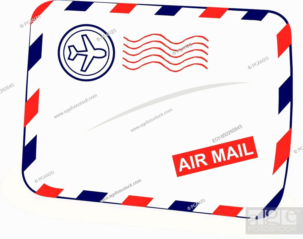 a vector cartoon representing a retro red and blue air mail envelope - fast  delivery concept, Stock Vector, Vector And Low Budget Royalty Free Image.  Pic. ESY-052292843 | agefotostock
